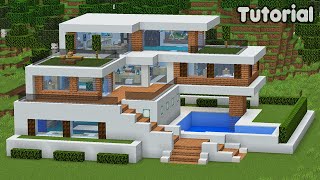 Minecraft Tutorial: How to Build a Modern Mansion House - Easy