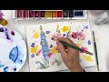 LIGHTEN your MOOD by painting some EASY WATERCOLOR FLOWERS - full tutorial real time!
