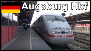 Züge am Hauptbahnhof von Augsburg, Deutschland 2018