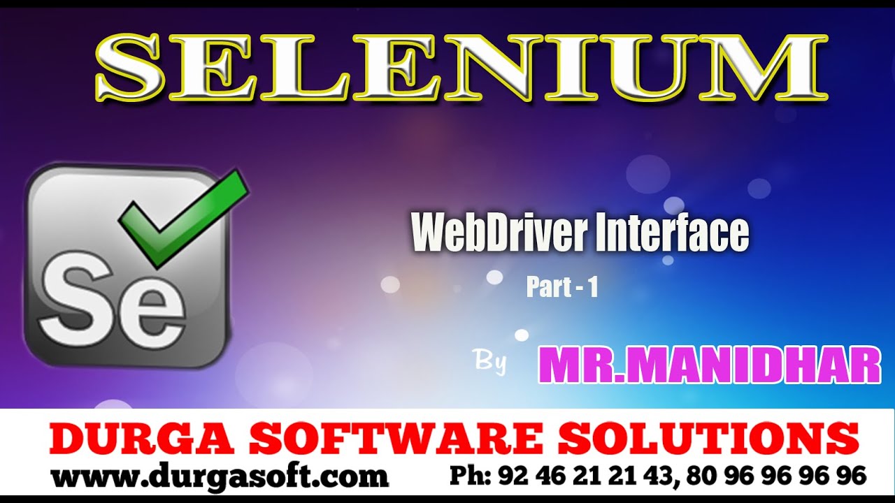 Selenium Webdriver Interface Part 1 Youtube
