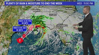 More heavy rain expected on the First Coast as Hurricane Francine makes landfall in Louisiana Wednes