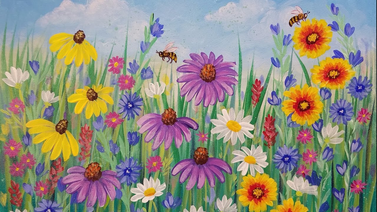 Spring Flowers Acrylic Painting Tutorial Best Flower Site