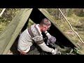 24h lavvu hot tent camp bushcraft campfire cooking pothanger lk 70 asmr