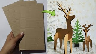 mini reindeer ornament from cardboard for Christmas | easy handmade deer for home decoration