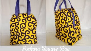 DIY Ankara Square Bag in one Piece / How to cut and sew African Print Bag in one Piece