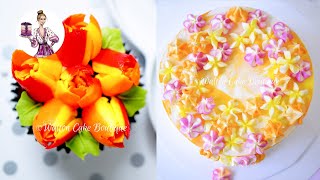 Russian Tips Flowers!  Wilton Nozzles! | Swiss Meringue Buttercream Frosting Icing Cream