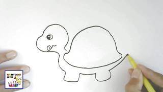 How to draw Baby Turtle,Turtle  easy steps, step by step for children, kids, beginners