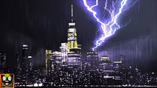 Heavy Thunderstorm Sounds over New York City | Rain, Thunder & Lightning Sound Effects for Sleeping