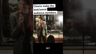 Comedian performs for literal clowns.