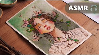 ASMR Glimmers of Nature | Relaxing Watercolor Art with Brushstrokes, Pen Sounds, and Nature Ambience