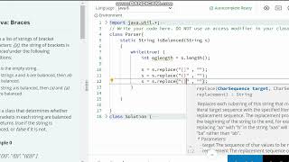 HackerRank Java Basic Certification problem: 'Brace'