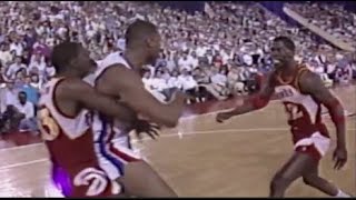 Pistons vs Hawks Fights/Heated Moments Game 3 (05/07/1987)