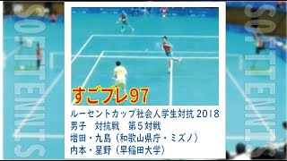 [ソフトテニス]すごプレ97　ルーセントカップ2018全日本社会人学生対抗　男子対抗戦５　増田・九島（和歌山県庁・ミズノ）ー内本・星野（早稲田大学）