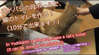 ヨドバシの段ボールで、猫のトイレを作る！（10分で出来ます！）【GINZA#177】