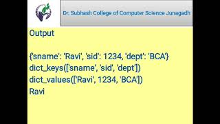 Lecture 7 BCA SEM 5 CS 27 Python Dictionary