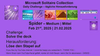 Solitaire Daily Challenges | Spider - Medium | Feb 21st, 2025