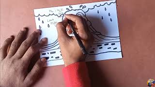 How to Draw Volcano Drawing & Poster || Easy and Simple way.