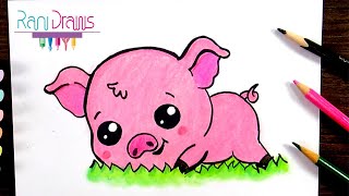 Cómo dibujar un CERDITO kawaii - How to draw a kawaii PIG