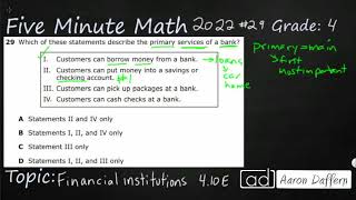 4th Grade STAAR Practice Financial Institutions (4.10E - #2)