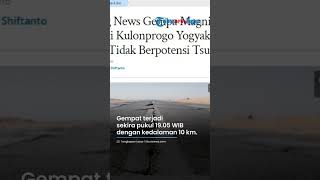 Gempa Magnitudo 5,6 Terjadi di Kulon Progo Yogyakarta, Tidak Berpotensi Tsunami