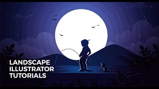 AWESOME Gradient Illustrator tutorial | Moonlight landscape Vector Illustration | Dat Mix