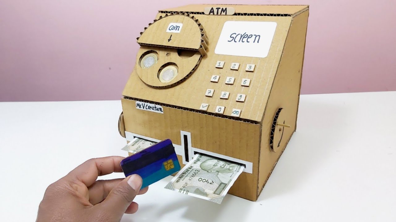 How To Make A ATM Machine From Cardboard At Home ( NO DC MOTOR) - YouTube