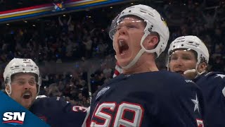 Brady Tkachuk Scores Off Auston Matthews' Dump-In To Get USA On The Scoreboard