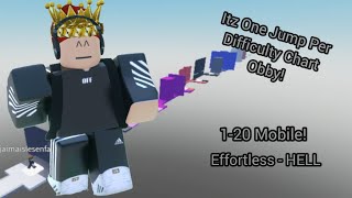 Itz One Jump Per Difficulty Chart Obby! || 1-20 Effortless-HELL! || Mobile!