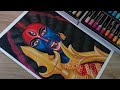 Kali Mata Drawing / How to Draw Maa Kali with Oil Pastels