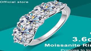 KNOBSPIN 5 Stones 3.6CT D Color Moissanite Rings for Women Sparkling Diamonds wi