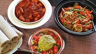 ethiopian fasting food ninich key wat recipe የፆም ምግብ አሰራር  ሦስት አይነትድንች ጥብስ ወጥ ፎሶሊያ አስራር ምሳ እራ