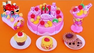 Children Colors Toys Toy velcro cutting birthday cake playset cupcake fruit shake chocolate cookies