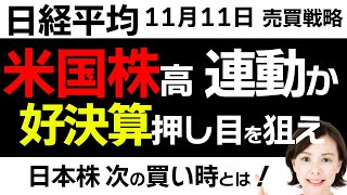 【日経平均チャート分析：11/11】米国株に連動❓好決算銘柄の下落がチャンス🤔📈📉▼【無料メルマガ】日経平均予想