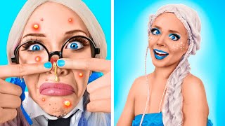 Transforming from Nerd to Elsa! Fantastic Makeover!