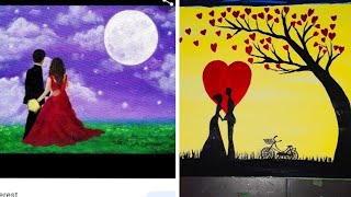 VALANTINE'S DAY SPECIAL Acrylic Painting For Beginners |How To Draw Romantic Couples Under Love Tree