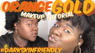 Orange Gold Makeup Tutorial (SUPER FUNNY) |James Charles| Dark Skin Friendly |sa