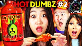 Trying Da Bomb Hot Wings and Answering Basic Questions! | Hot Dumbz