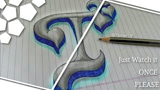 Very Easy - Drawing 3D Letter T - Trick Art with Pencil - By STAY AROUND 2022