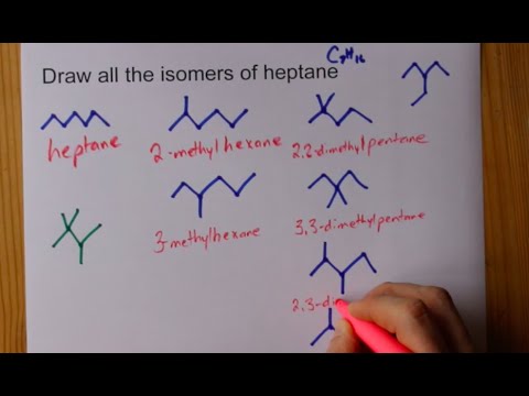 What are the chain isomers of heptane?