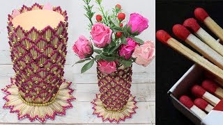 How to make flower vase with matchsticks | Matchstick flower vase | DBB