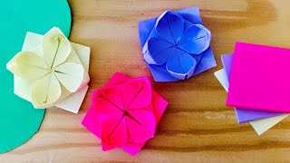 Origami flower - Lotus - Sticky note origami - Origami easy - Paper DIY crafts - Room decorations