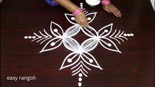 Simple kolam with 4x2 dots in step by step | easy rangoli | muggulu patterns