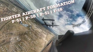 Fighter Aircraft Formation - P-51 | P-38 | P-51 | F-16 - USAF Heritage Flight