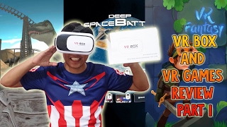 VR Box and VR Games Review Part 1 - Jurassic Roller Coaster VR - Deep Space Battle VR - VR Fantasy