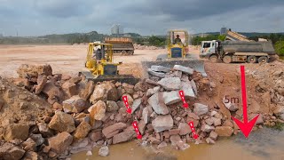 Amazingly Mighty Machines Dozer Push Big Stone Shattering In Water \u0026 Nice Dump Truck Trapped Action