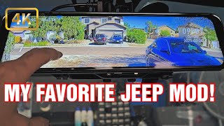 My Favorite Jeep Mod! Wolfbox G900 4k/2.5k Rear View Mirror! DIY Installation and Night Driving!