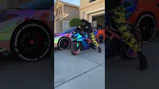 time to ride motorcycle supercar 🚗 rainbow 💨 💯 #shorts