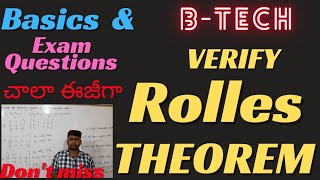 b-tech math's|M1|rolle's theorem|basics|exam question|#btechmaths#btech#maths|verify rolle's theorem