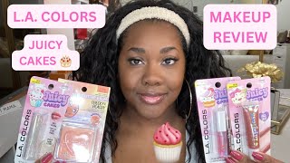 DOLLAR TREE MAKEUP REVIEW 💄 L.A. COLORS JUICY CAKES / CHEEKY \u0026 PEACHY 🍑