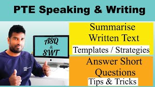 PTE Summarise written text, Answer short questions - Tips & Tricks, Proved templates & strategies.